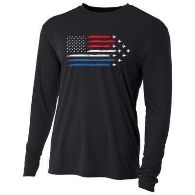 USAF Air Show American Flag 4th Of July Cooling Performance Long Sleeve Crew