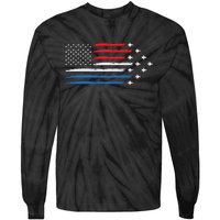 USAF Air Show American Flag 4th Of July Tie-Dye Long Sleeve Shirt