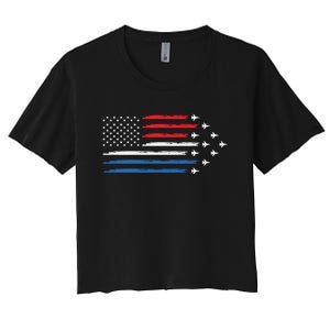 USAF Air Show American Flag 4th Of July Women's Crop Top Tee