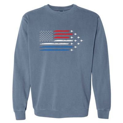 USAF Air Show American Flag 4th Of July Garment-Dyed Sweatshirt