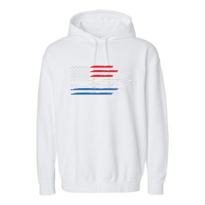 USAF Air Show American Flag 4th Of July Garment-Dyed Fleece Hoodie