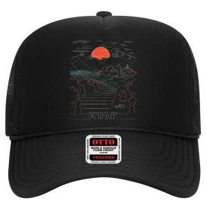 Utah Art Salt Lake City Ut Delicate Arch Bryce And Zion High Crown Mesh Back Trucker Hat