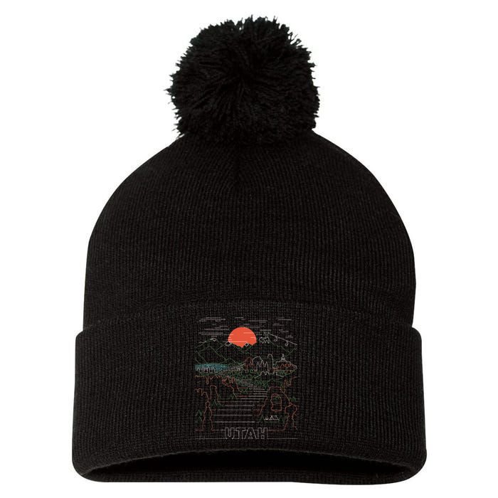 Utah Art Salt Lake City Ut Delicate Arch Bryce And Zion Pom Pom 12in Knit Beanie