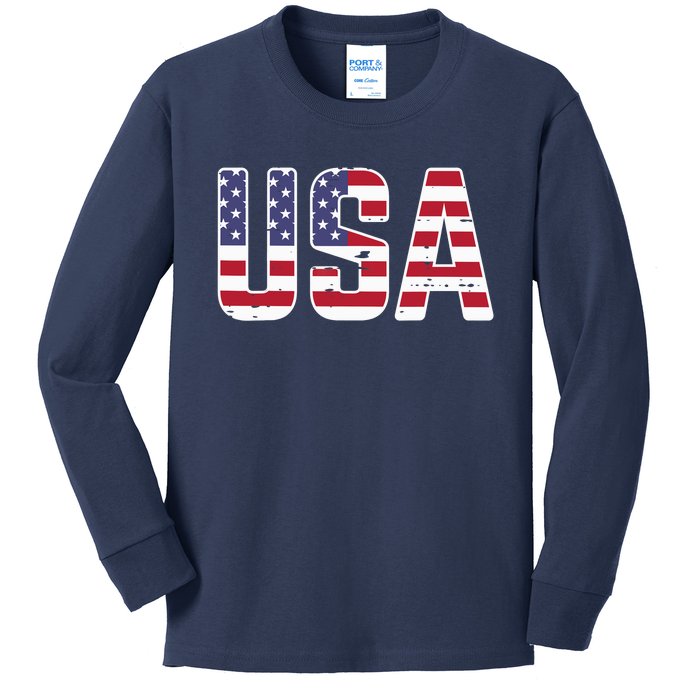 USA America Soccer Boys Girls Kids Long Sleeve Shirt