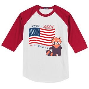 Usa America Sweet Land Liberty Bear Gift Kids Colorblock Raglan Jersey