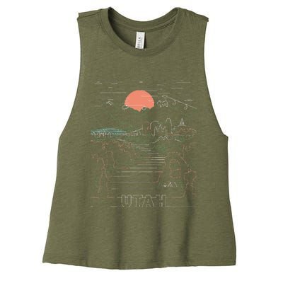 Utah Art Salt Lake City UT Delicate Arch Bryce And Zion Women's Racerback Cropped Tank