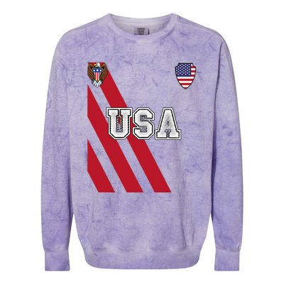 Usa America Soccer Jersey Red Blue Football Ball Travel Colorblast Crewneck Sweatshirt