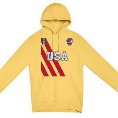 Usa America Soccer Jersey Red Blue Football Ball Travel Premium Pullover Hoodie