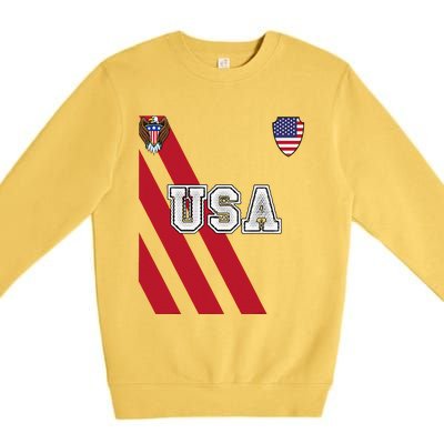 Usa America Soccer Jersey Red Blue Football Ball Travel Premium Crewneck Sweatshirt