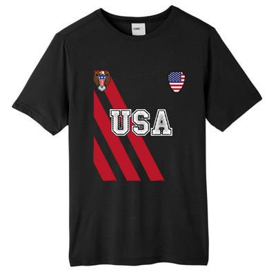 Usa America Soccer Jersey Red Blue Football Ball Travel Tall Fusion ChromaSoft Performance T-Shirt