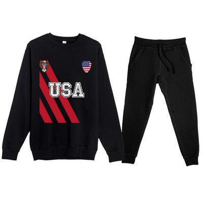 Usa America Soccer Jersey Red Blue Football Ball Travel Premium Crewneck Sweatsuit Set