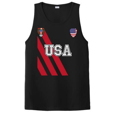 Usa America Soccer Jersey Red Blue Football Ball Travel PosiCharge Competitor Tank