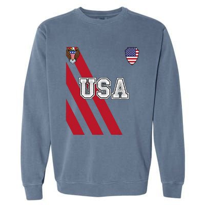 Usa America Soccer Jersey Red Blue Football Ball Travel Garment-Dyed Sweatshirt