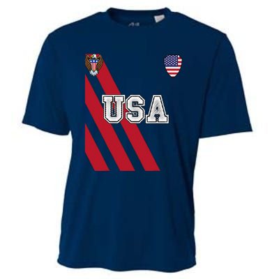 Usa America Soccer Jersey Red Blue Football Ball Travel Cooling Performance Crew T-Shirt