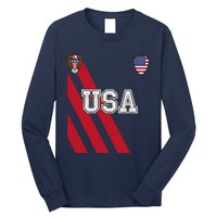 Usa America Soccer Jersey Red Blue Football Ball Travel Long Sleeve Shirt