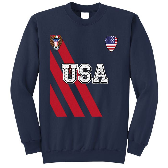 Usa America Soccer Jersey Red Blue Football Ball Travel Sweatshirt