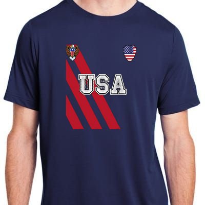 Usa America Soccer Jersey Red Blue Football Ball Travel Adult ChromaSoft Performance T-Shirt