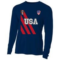 Usa America Soccer Jersey Red Blue Football Ball Travel Cooling Performance Long Sleeve Crew