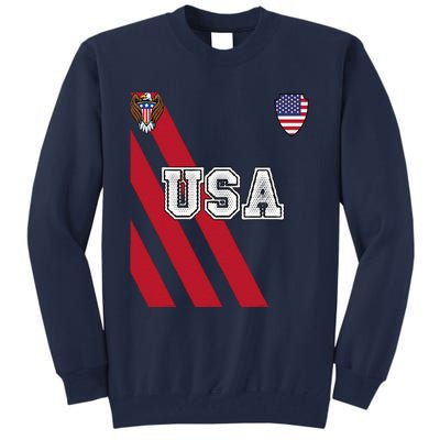 Usa America Soccer Jersey Red Blue Football Ball Travel Tall Sweatshirt