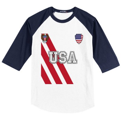 Usa America Soccer Jersey Red Blue Football Ball Travel Baseball Sleeve Shirt