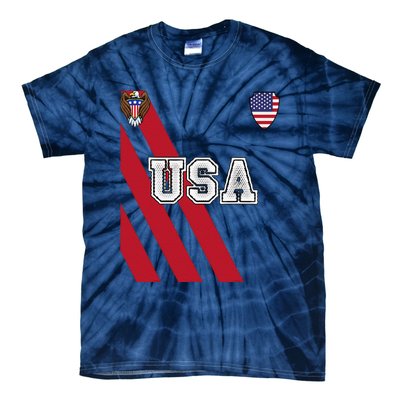 Usa America Soccer Jersey Red Blue Football Ball Travel Tie-Dye T-Shirt