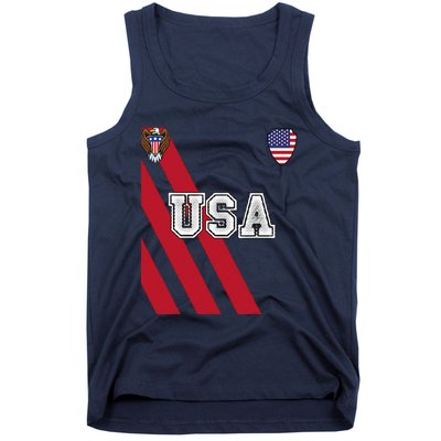 Usa America Soccer Jersey Red Blue Football Ball Travel Tank Top