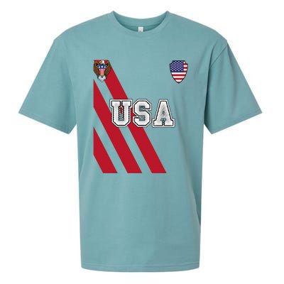 Usa America Soccer Jersey Red Blue Football Ball Travel Sueded Cloud Jersey T-Shirt