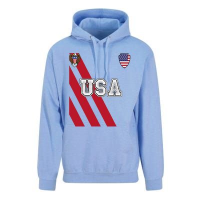 Usa America Soccer Jersey Red Blue Football Ball Travel Unisex Surf Hoodie