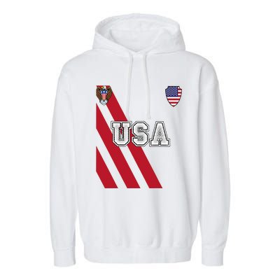 Usa America Soccer Jersey Red Blue Football Ball Travel Garment-Dyed Fleece Hoodie