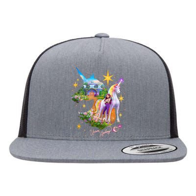 Unicorn Academy Silhouette Graphic Logo Flat Bill Trucker Hat