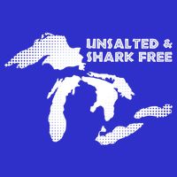 Unsalted And Shark Free Great Lakes Mi Michiganian Pride Gift V-Neck T-Shirt