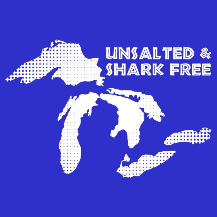 Unsalted And Shark Free Great Lakes Mi Michiganian Pride Gift V-Neck T-Shirt