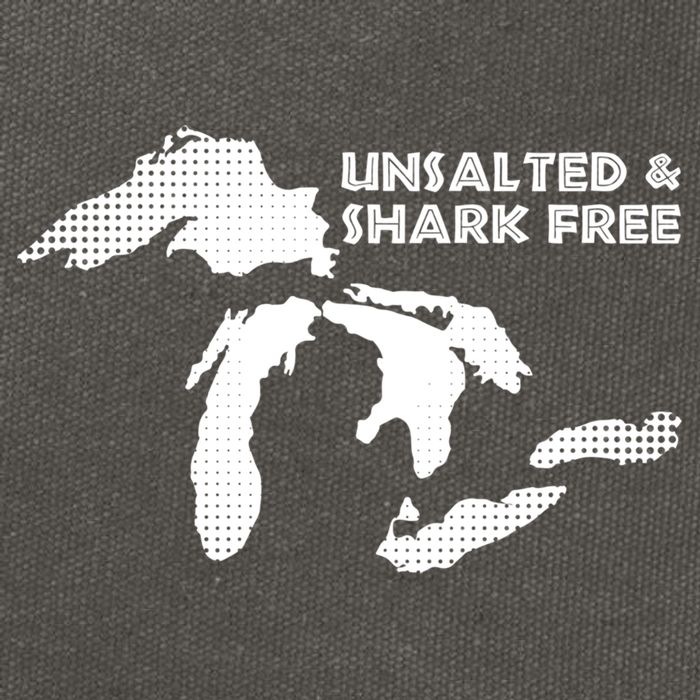 Unsalted And Shark Free Great Lakes Mi Michiganian Pride Gift Cotton Canvas Backpack