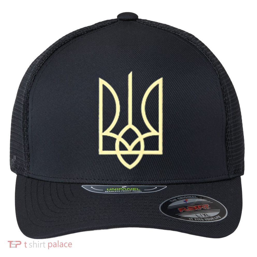 Ukraine Army Trident Symbol Middle Ukrainian Zelensky Green Flexfit Unipanel Trucker Cap