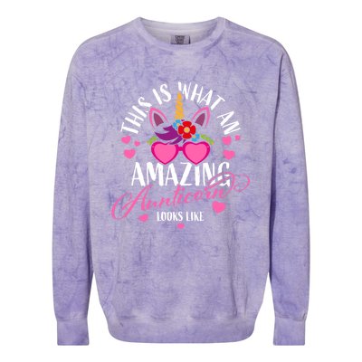 Unicorn Aunt This Is What An Amazing Aunticorn Looks Like Meaningful Gift Colorblast Crewneck Sweatshirt