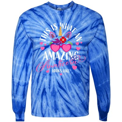 Unicorn Aunt This Is What An Amazing Aunticorn Looks Like Meaningful Gift Tie-Dye Long Sleeve Shirt