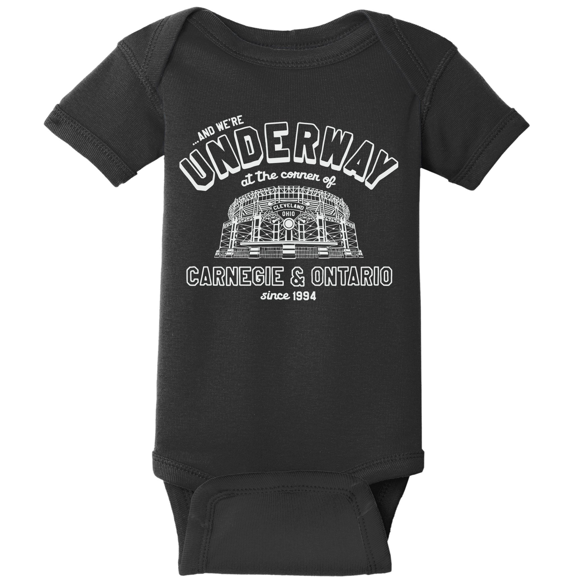 Underway At The Corner Of Carnegie & Ontario Since 1994 Baby Bodysuit