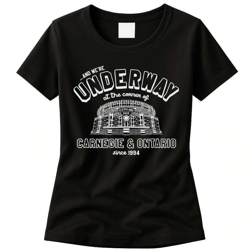Underway At The Corner Of Carnegie & Ontario Since 1994 Womens T-Shirt