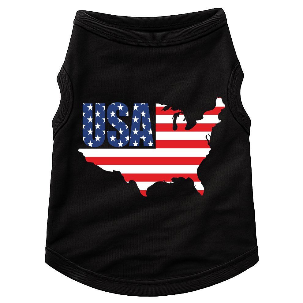 USA American US Flag Map Patriotic Doggie Tank