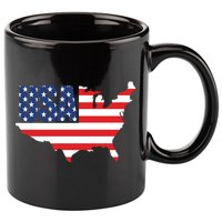 USA American US Flag Map Patriotic 11oz C Handle Ceramic Mug