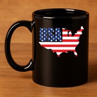 USA American US Flag Map Patriotic 11oz C Handle Ceramic Mug
