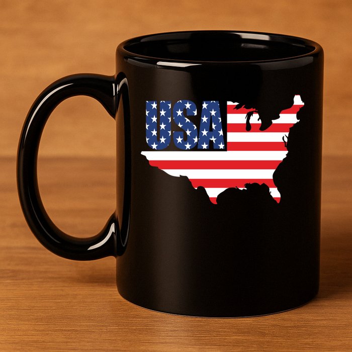 USA American US Flag Map Patriotic 11oz C Handle Ceramic Mug