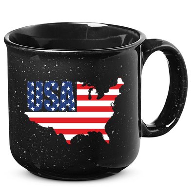 USA American US Flag Map Patriotic 15oz Campfire Ceramic Mug