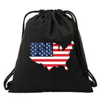 USA American US Flag Map Patriotic Drawstring Bag