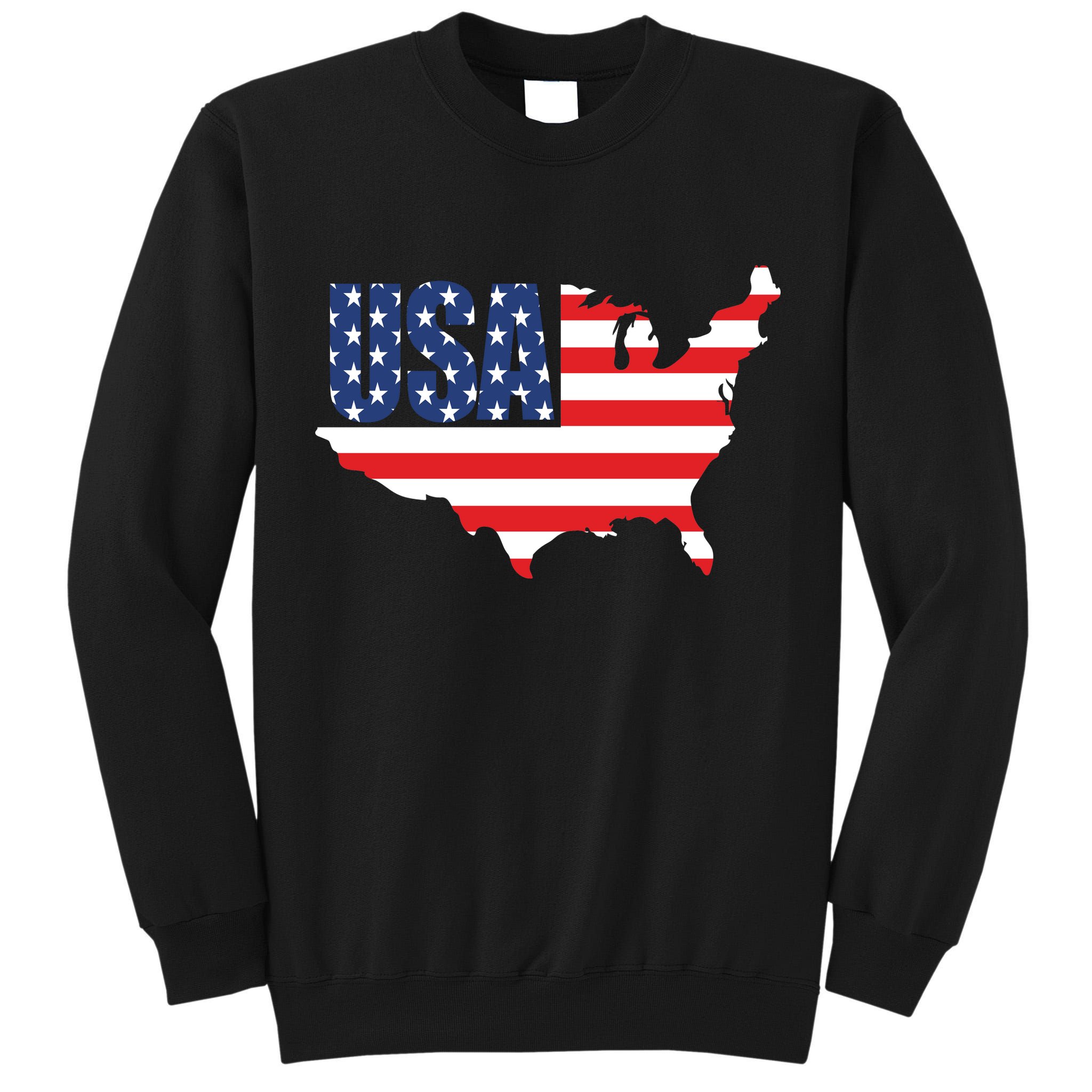 USA American US Flag Map Patriotic Tall Sweatshirt