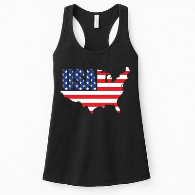 USA American US Flag Map Patriotic Womens Tank Top