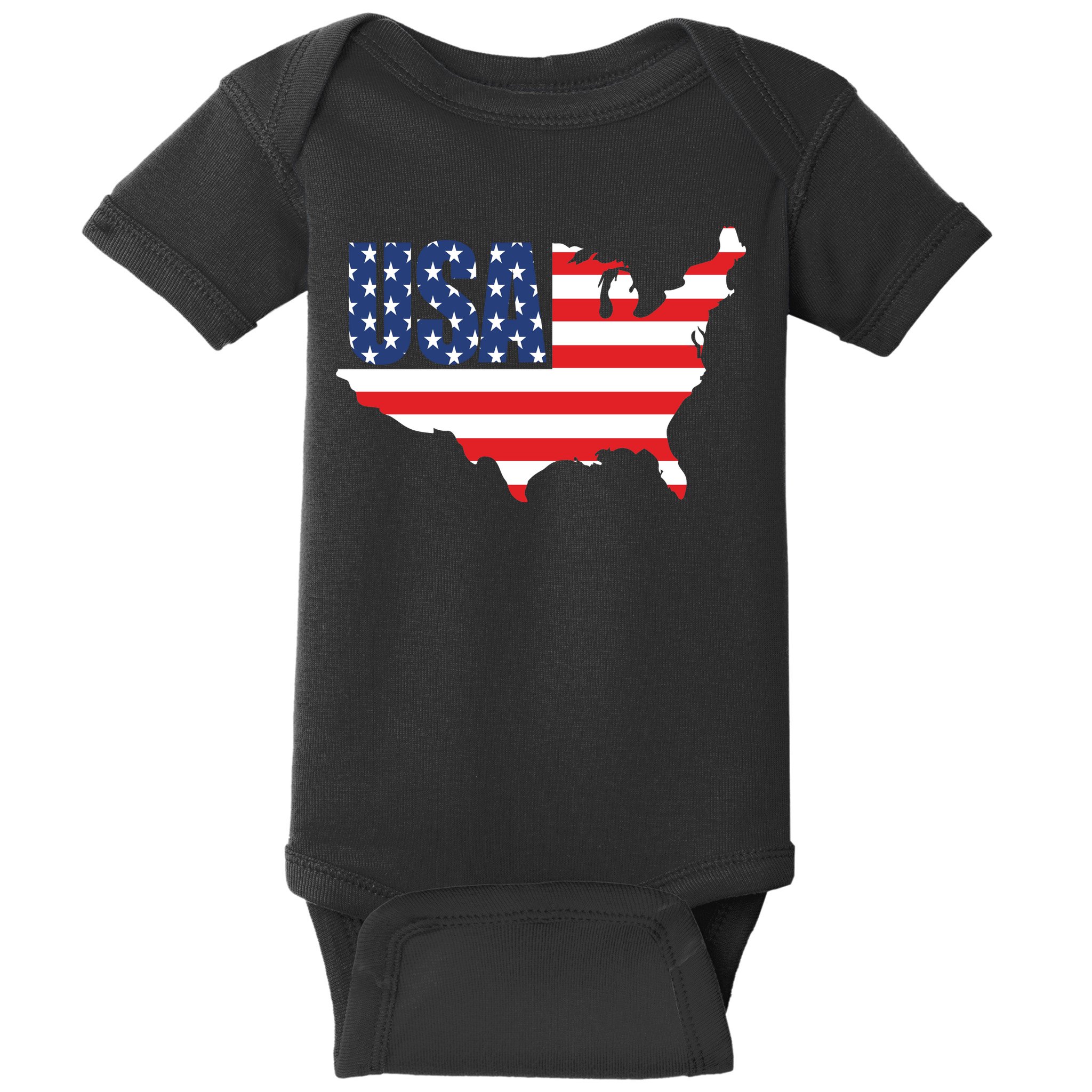 USA American US Flag Map Patriotic Baby Bodysuit