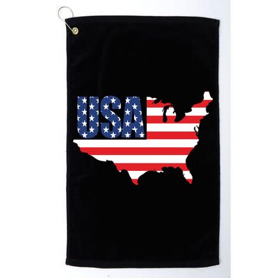 USA American US Flag Map Patriotic Golf Towel