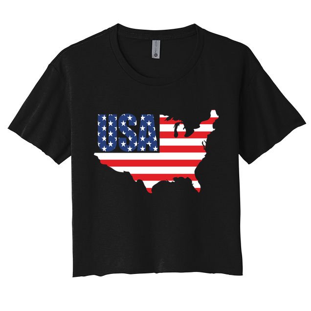 USA American US Flag Map Patriotic Crop Top