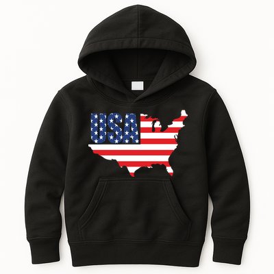 USA American US Flag Map Patriotic Kids Hoodie
